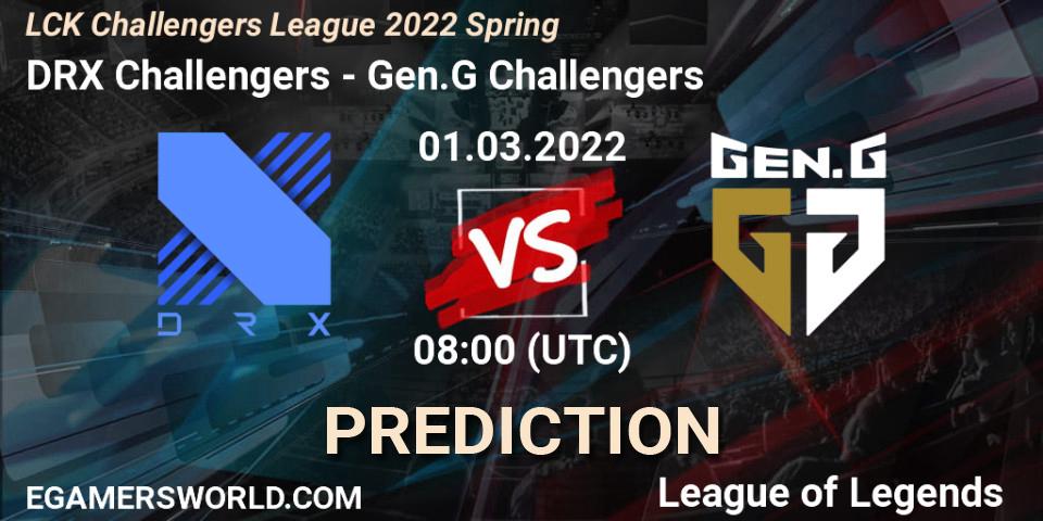 DRX Challengers vs Gen.G Challengers: Betting TIp, Match Prediction. 01.03.2022 at 08:00. LoL, LCK Challengers League 2022 Spring