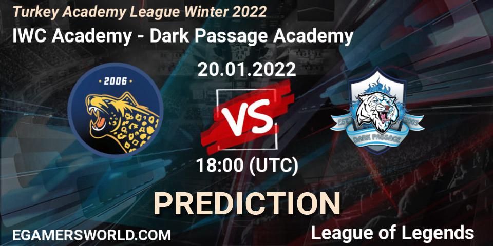 IWC Academy vs Dark Passage Academy: Betting TIp, Match Prediction. 20.01.22. LoL, Turkey Academy League Winter 2022