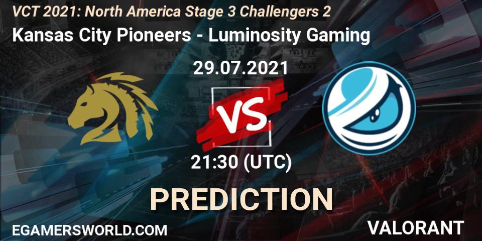 Kansas City Pioneers vs Luminosity Gaming: Betting TIp, Match Prediction. 29.07.2021 at 23:00. VALORANT, VCT 2021: North America Stage 3 Challengers 2