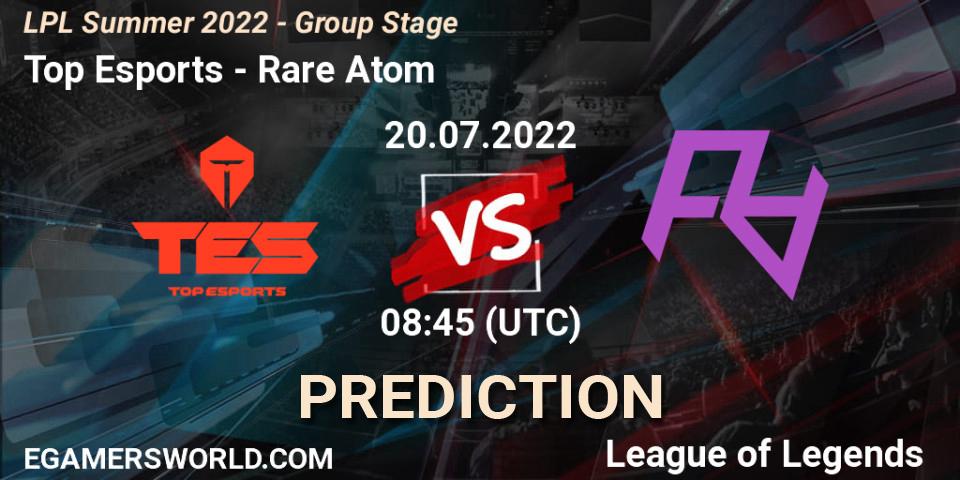 Top Esports vs Rare Atom: Betting TIp, Match Prediction. 20.07.22. LoL, LPL Summer 2022 - Group Stage
