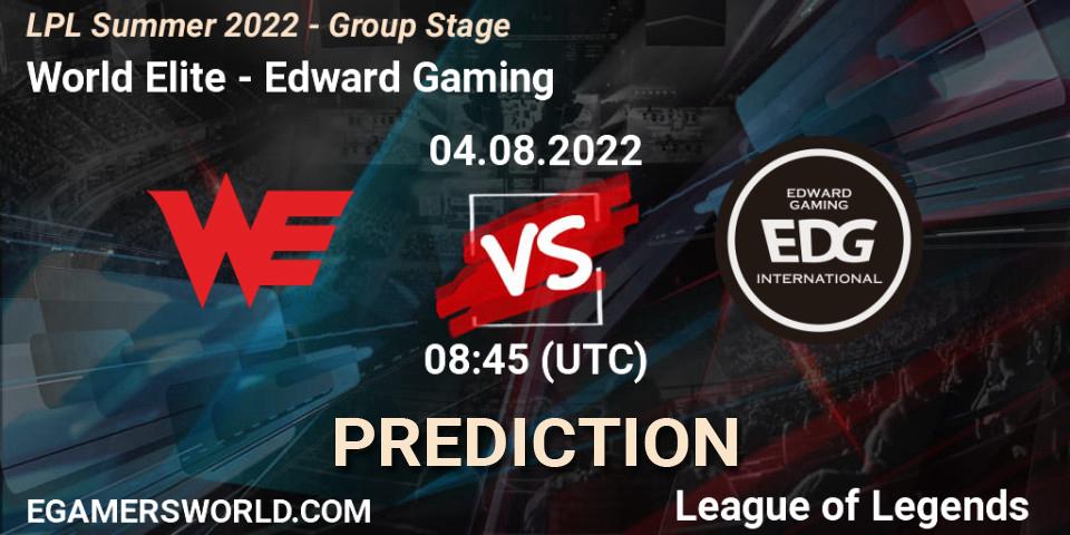 World Elite vs Edward Gaming: Betting TIp, Match Prediction. 04.08.22. LoL, LPL Summer 2022 - Group Stage