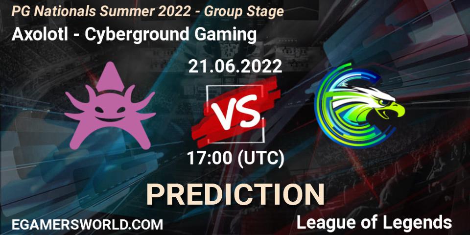 Axolotl vs Cyberground Gaming: Betting TIp, Match Prediction. 21.06.2022 at 18:00. LoL, PG Nationals Summer 2022 - Group Stage