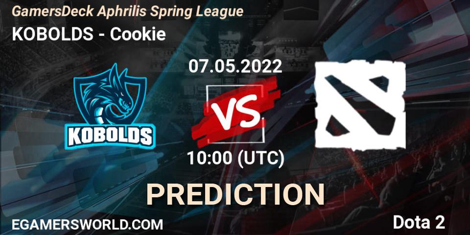 KOBOLDS vs Cookie: Betting TIp, Match Prediction. 07.05.2022 at 10:00. Dota 2, GamersDeck Aphrilis Spring League