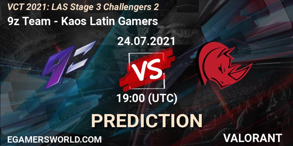 9z Team vs Kaos Latin Gamers: Betting TIp, Match Prediction. 24.07.2021 at 21:45. VALORANT, VCT 2021: LAS Stage 3 Challengers 2