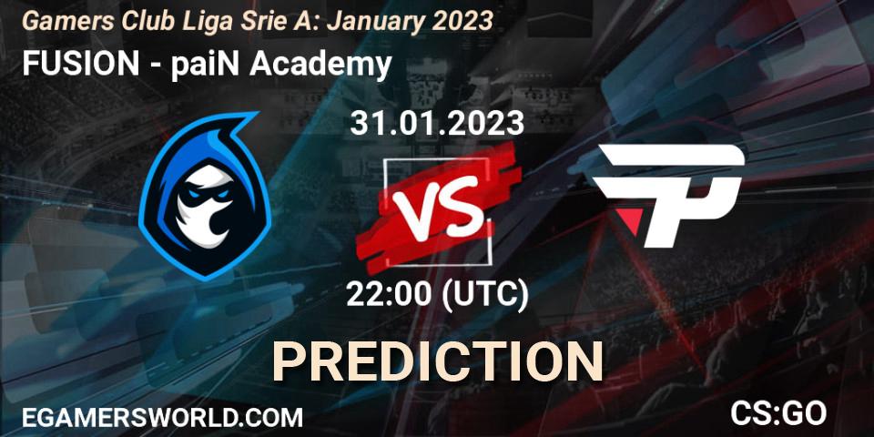 FUSION vs paiN Academy: Betting TIp, Match Prediction. 31.01.23. CS2 (CS:GO), Gamers Club Liga Série A: January 2023