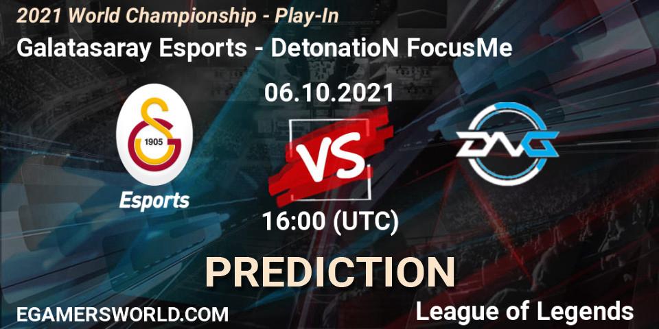 Galatasaray Esports vs DetonatioN FocusMe: Betting TIp, Match Prediction. 06.10.2021 at 16:00. LoL, 2021 World Championship - Play-In