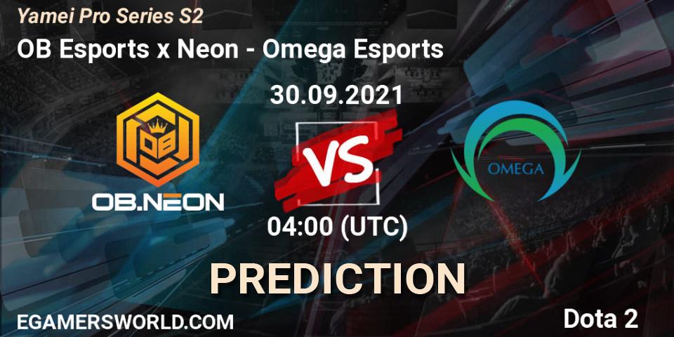 OB Esports x Neon vs Omega Esports: Betting TIp, Match Prediction. 02.10.2021 at 04:07. Dota 2, Yamei Pro Series S2