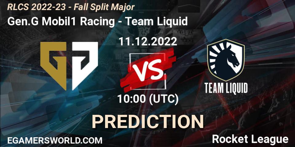 Gen.G Mobil1 Racing vs Team Liquid: Betting TIp, Match Prediction. 11.12.2022 at 10:00. Rocket League, RLCS 2022-23 - Fall Split Major