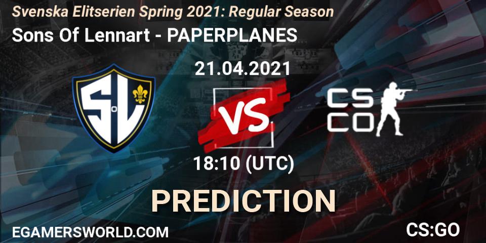 Sons Of Lennart vs PAPERPLANES: Betting TIp, Match Prediction. 21.04.21. CS2 (CS:GO), Svenska Elitserien Spring 2021: Regular Season