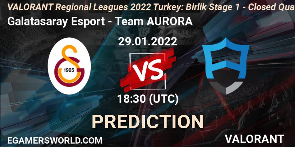Galatasaray Esport vs Team AURORA: Betting TIp, Match Prediction. 29.01.2022 at 17:00. VALORANT, VALORANT Regional Leagues 2022 Turkey: Birlik Stage 1 - Closed Qualifier