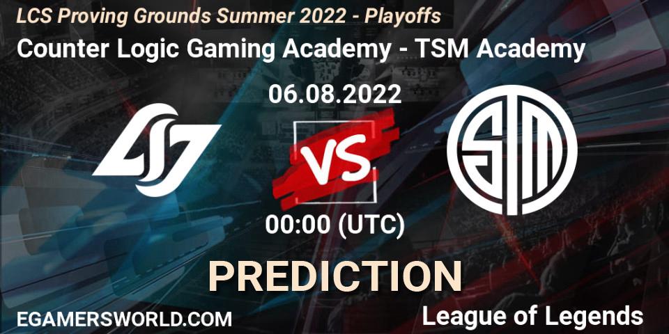 Counter Logic Gaming Academy vs TSM Academy: Betting TIp, Match Prediction. 06.08.22. LoL, LCS Proving Grounds Summer 2022 - Playoffs