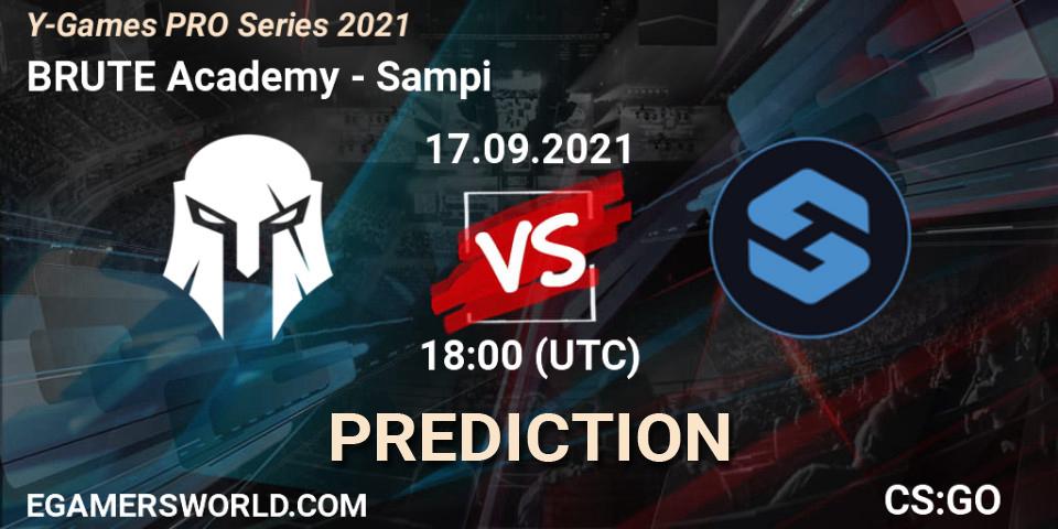 BRUTE Academy vs Sampi: Betting TIp, Match Prediction. 17.09.2021 at 18:00. Counter-Strike (CS2), Y-Games PRO Series 2021