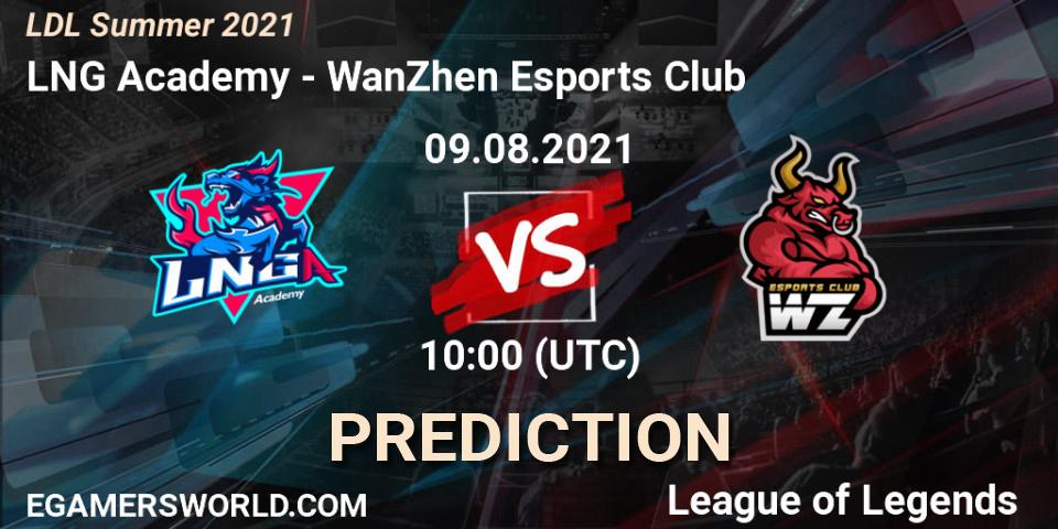 LNG Academy vs WanZhen Esports Club: Betting TIp, Match Prediction. 09.08.2021 at 10:10. LoL, LDL Summer 2021