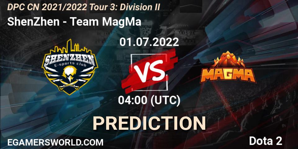 ShenZhen vs Team MagMa: Betting TIp, Match Prediction. 01.07.22. Dota 2, DPC CN 2021/2022 Tour 3: Division II