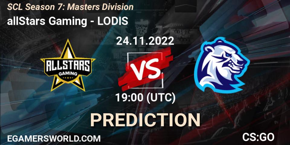 allStars Gaming vs LODIS: Betting TIp, Match Prediction. 28.11.22. CS2 (CS:GO), SCL Season 7: Masters Division