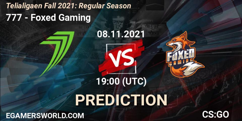 777 vs Foxed Gaming: Betting TIp, Match Prediction. 08.11.2021 at 19:00. Counter-Strike (CS2), Telialigaen Fall 2021: Regular Season
