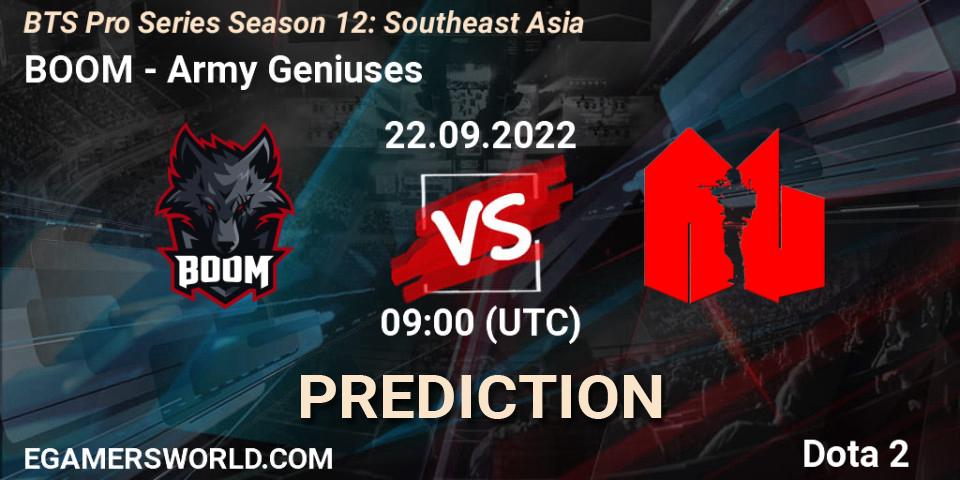 BOOM vs Army Geniuses: Betting TIp, Match Prediction. 22.09.22. Dota 2, BTS Pro Series Season 12: Southeast Asia