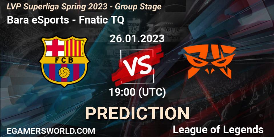 Barça eSports vs Fnatic TQ: Betting TIp, Match Prediction. 26.01.2023 at 19:00. LoL, LVP Superliga Spring 2023 - Group Stage