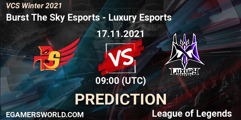 Burst The Sky Esports vs Luxury Esports: Betting TIp, Match Prediction. 17.11.2021 at 09:00. LoL, VCS Winter 2021