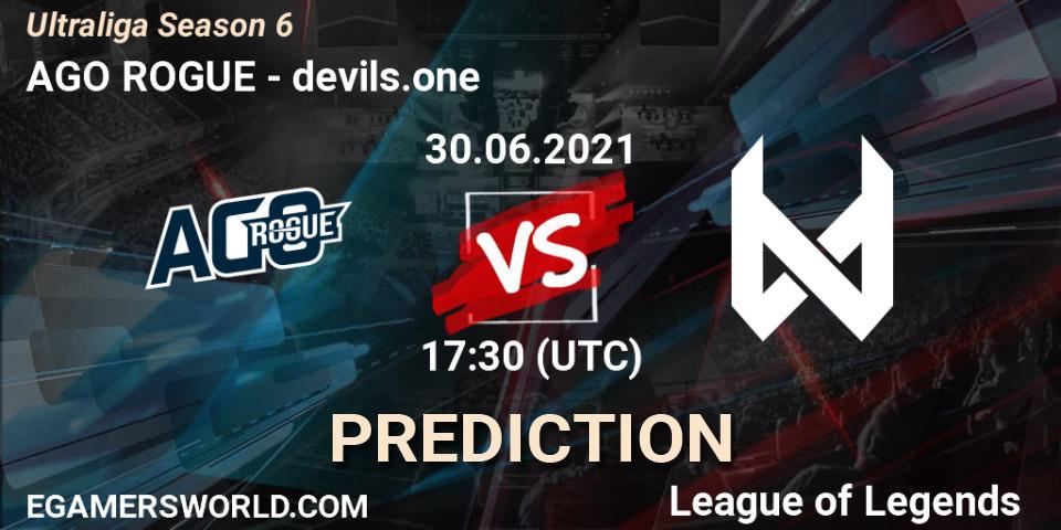 AGO ROGUE vs devils.one: Betting TIp, Match Prediction. 30.06.2021 at 17:30. LoL, Ultraliga Season 6