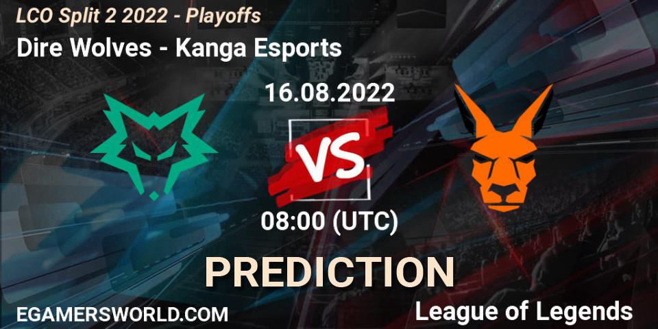 Dire Wolves vs Kanga Esports: Betting TIp, Match Prediction. 16.08.2022 at 08:00. LoL, LCO Split 2 2022 - Playoffs
