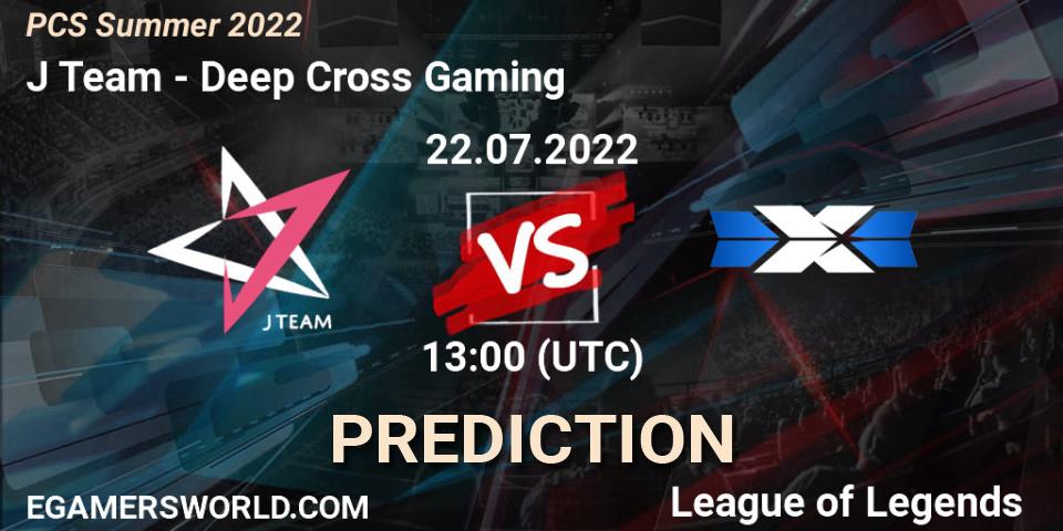 J Team vs Deep Cross Gaming: Betting TIp, Match Prediction. 22.07.2022 at 11:00. LoL, PCS Summer 2022