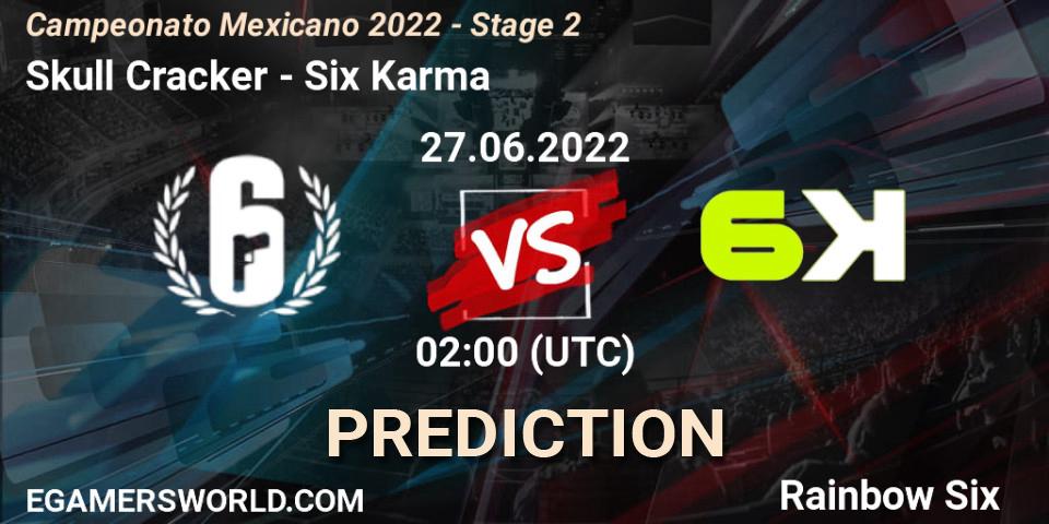 Skull Cracker vs Six Karma: Betting TIp, Match Prediction. 27.06.2022 at 01:00. Rainbow Six, Campeonato Mexicano 2022 - Stage 2