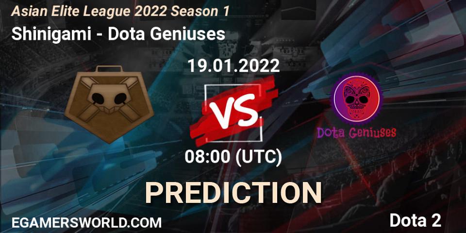 Shinigami vs Dota Geniuses: Betting TIp, Match Prediction. 19.01.2022 at 07:58. Dota 2, Asian Elite League 2022 Season 1