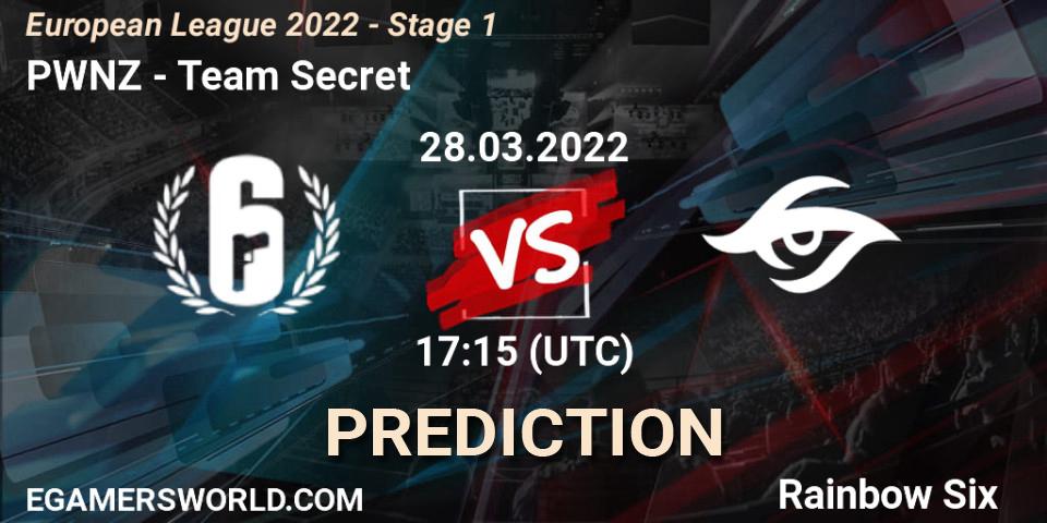 PWNZ vs Team Secret: Betting TIp, Match Prediction. 28.03.2022 at 17:15. Rainbow Six, European League 2022 - Stage 1