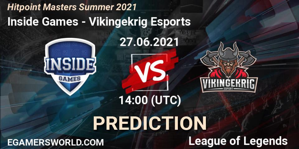 Inside Games vs Vikingekrig Esports: Betting TIp, Match Prediction. 27.06.2021 at 14:00. LoL, Hitpoint Masters Summer 2021