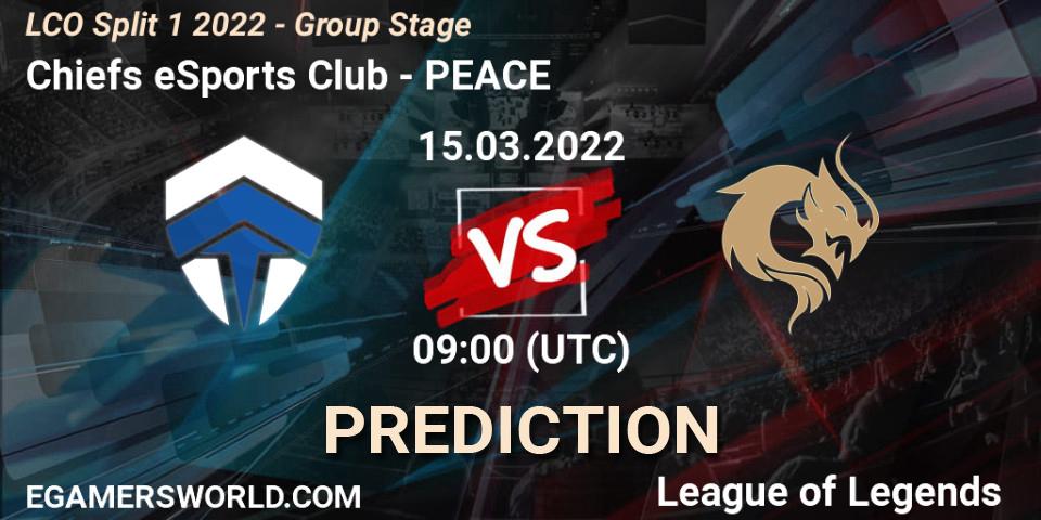 Chiefs eSports Club vs PEACE: Betting TIp, Match Prediction. 15.03.2022 at 09:00. LoL, LCO Split 1 2022 - Group Stage 