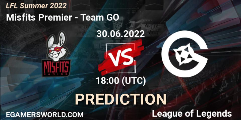 Misfits Premier vs Team GO: Betting TIp, Match Prediction. 30.06.2022 at 18:00. LoL, LFL Summer 2022