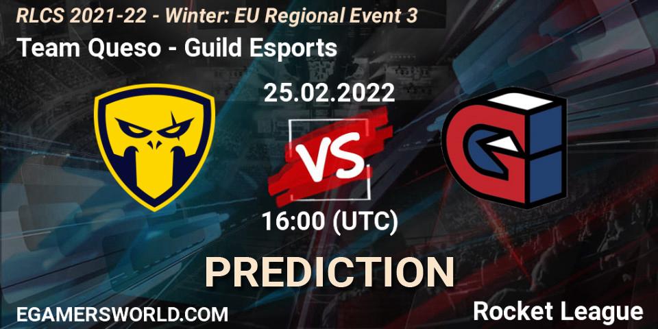 Team Queso vs Guild Esports: Betting TIp, Match Prediction. 25.02.2022 at 16:00. Rocket League, RLCS 2021-22 - Winter: EU Regional Event 3