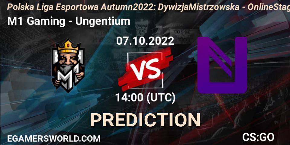 M1 Gaming vs Ungentium: Betting TIp, Match Prediction. 07.10.2022 at 14:00. Counter-Strike (CS2), Polska Liga Esportowa Autumn 2022: Dywizja Mistrzowska - Online Stage