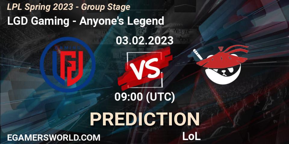 LGD Gaming vs Anyone's Legend: Betting TIp, Match Prediction. 03.02.23. LoL, LPL Spring 2023 - Group Stage