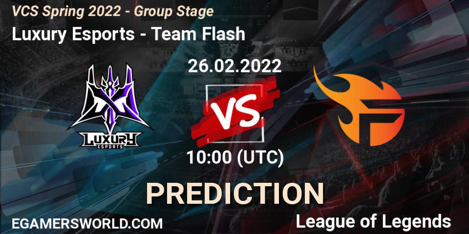 Luxury Esports vs Team Flash: Betting TIp, Match Prediction. 26.02.2022 at 10:00. LoL, VCS Spring 2022 - Group Stage 