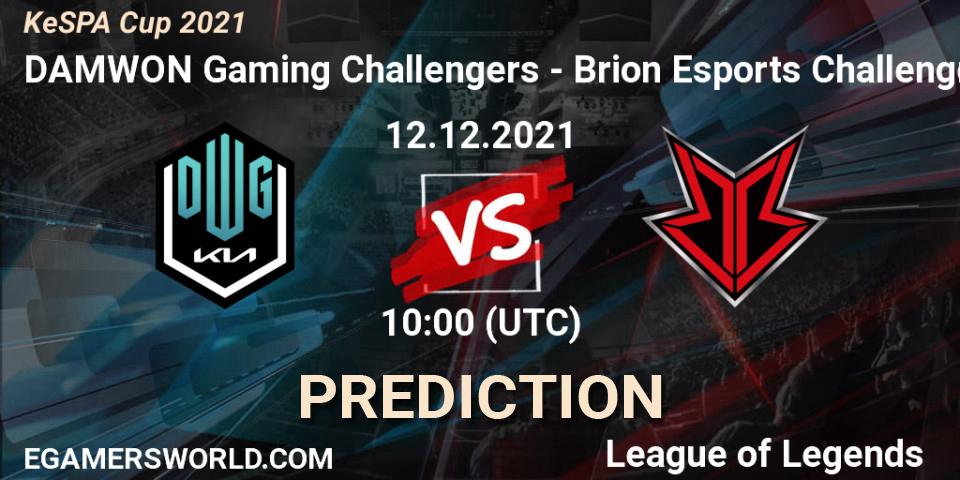 DAMWON Gaming Challengers vs Brion Esports Challengers: Betting TIp, Match Prediction. 12.12.2021 at 08:00. LoL, KeSPA Cup 2021