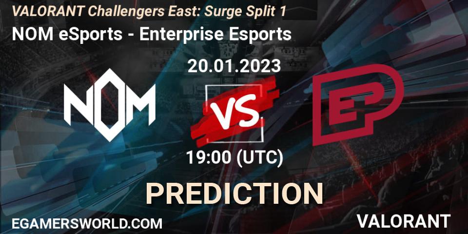 NOM eSports vs Enterprise Esports: Betting TIp, Match Prediction. 20.01.23. VALORANT, VALORANT Challengers 2023 East: Surge Split 1