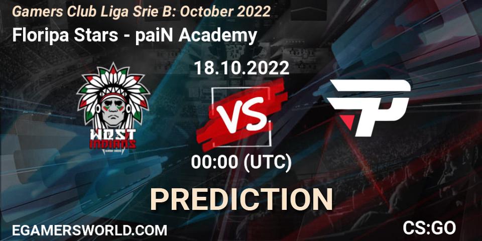 Floripa Stars vs paiN Academy: Betting TIp, Match Prediction. 18.10.2022 at 00:00. Counter-Strike (CS2), Gamers Club Liga Série B: October 2022