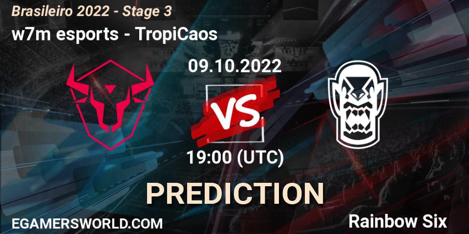 w7m esports vs TropiCaos: Betting TIp, Match Prediction. 09.10.2022 at 19:00. Rainbow Six, Brasileirão 2022 - Stage 3