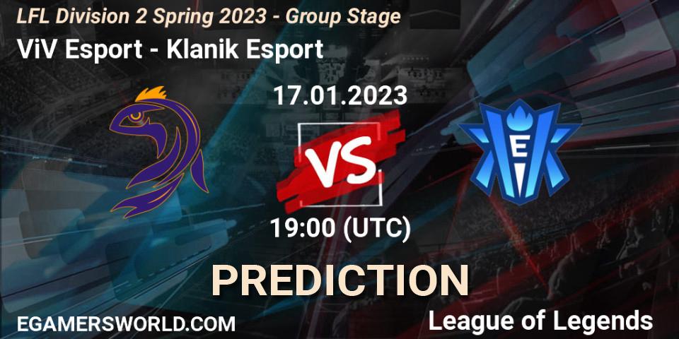 ViV Esport vs Klanik Esport: Betting TIp, Match Prediction. 17.01.2023 at 19:00. LoL, LFL Division 2 Spring 2023 - Group Stage
