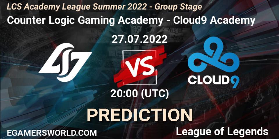 Counter Logic Gaming Academy vs Cloud9 Academy: Betting TIp, Match Prediction. 27.07.22. LoL, LCS Academy League Summer 2022 - Group Stage