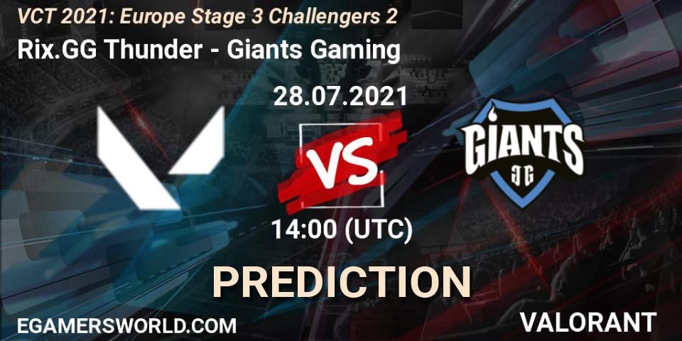 Rix.GG Thunder vs Giants Gaming: Betting TIp, Match Prediction. 28.07.2021 at 15:00. VALORANT, VCT 2021: Europe Stage 3 Challengers 2