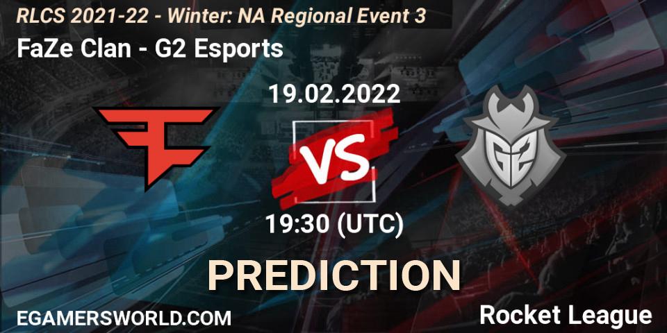 FaZe Clan vs G2 Esports: Betting TIp, Match Prediction. 19.02.2022 at 19:15. Rocket League, RLCS 2021-22 - Winter: NA Regional Event 3