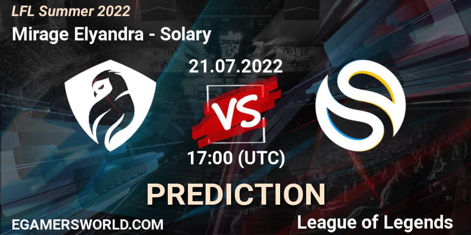 Mirage Elyandra vs Solary: Betting TIp, Match Prediction. 21.07.22. LoL, LFL Summer 2022