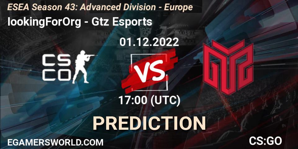 IookingForOrg vs GTZ Bulls Esports: Betting TIp, Match Prediction. 01.12.22. CS2 (CS:GO), ESEA Season 43: Advanced Division - Europe