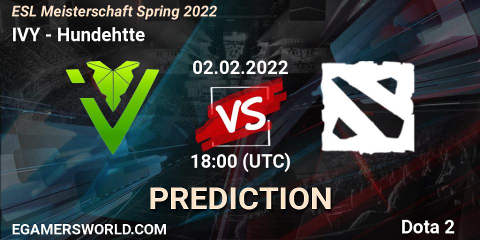 IVY vs Hundehütte: Betting TIp, Match Prediction. 02.02.2022 at 18:00. Dota 2, ESL Meisterschaft Spring 2022