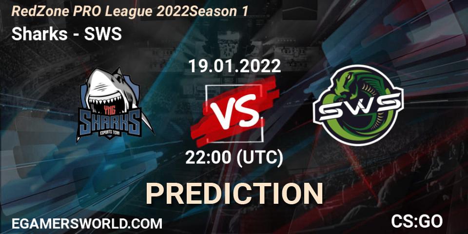Sharks vs SWS: Betting TIp, Match Prediction. 19.01.2022 at 22:00. Counter-Strike (CS2), RedZone PRO League 2022 Season 1