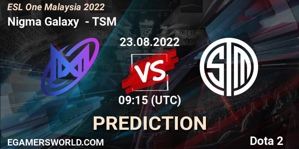 Nigma Galaxy vs TSM: Betting TIp, Match Prediction. 23.08.2022 at 09:15. Dota 2, ESL One Malaysia 2022