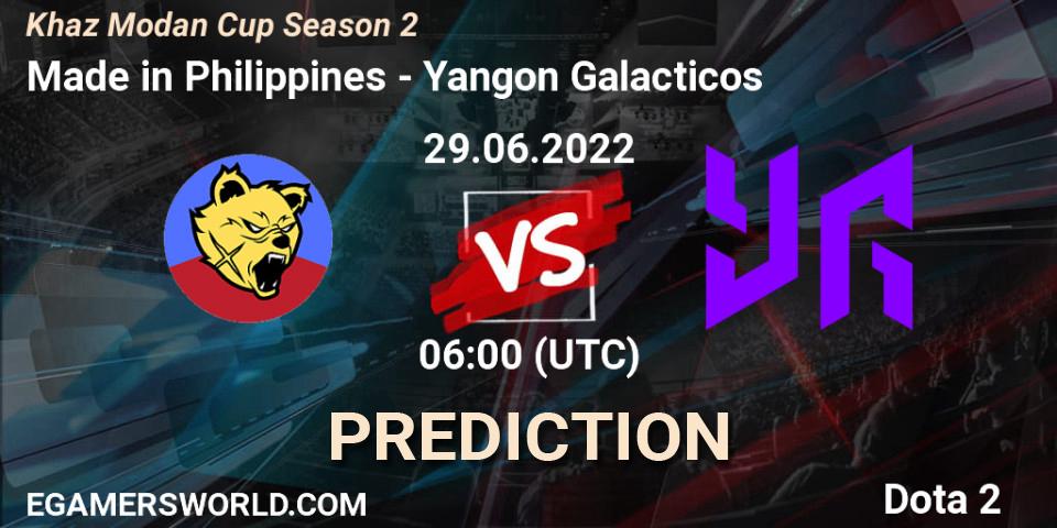 Made in Philippines vs Yangon Galacticos: Betting TIp, Match Prediction. 29.06.2022 at 06:02. Dota 2, Khaz Modan Cup Season 2